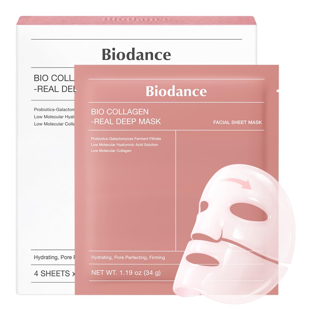BIODANCE Bio-Collagen Real Deep Mask, Hydrating Overnight Hydrogel Face Mask, Pore Minimizing, Plumping, Elasticity Improvement, Korean Skin Care, Self Care Gifts for Women | 1.19oz(34g) x 16ea