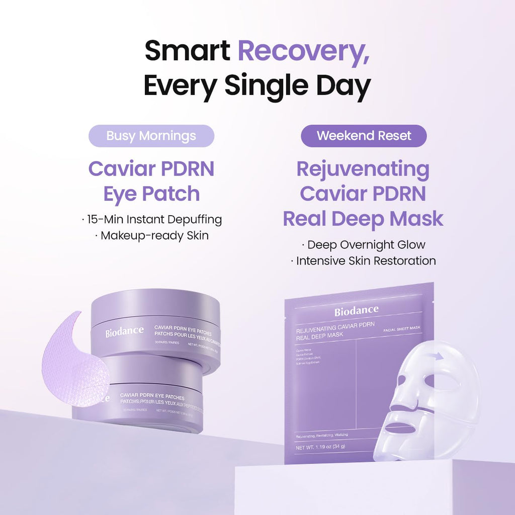 BIODANCE Caviar PDRN Brightening Set: Real Deep Mask & Eye Patches Set, Under Eye Dark Circles & Puffy Eyes, Korean Skincare Routine for Dullness, Glass Skin, Skin Care Gift Set